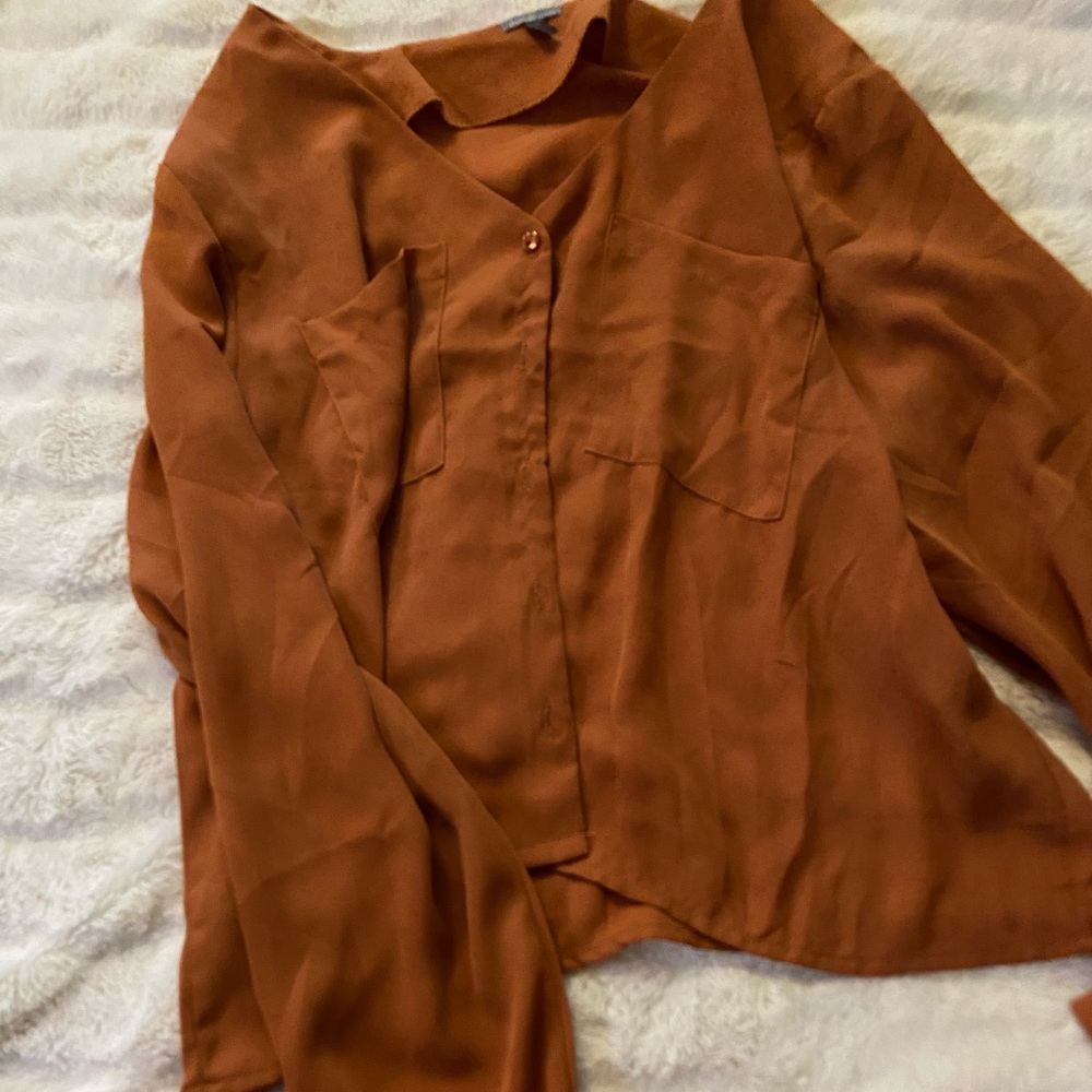 Button down orange blouse